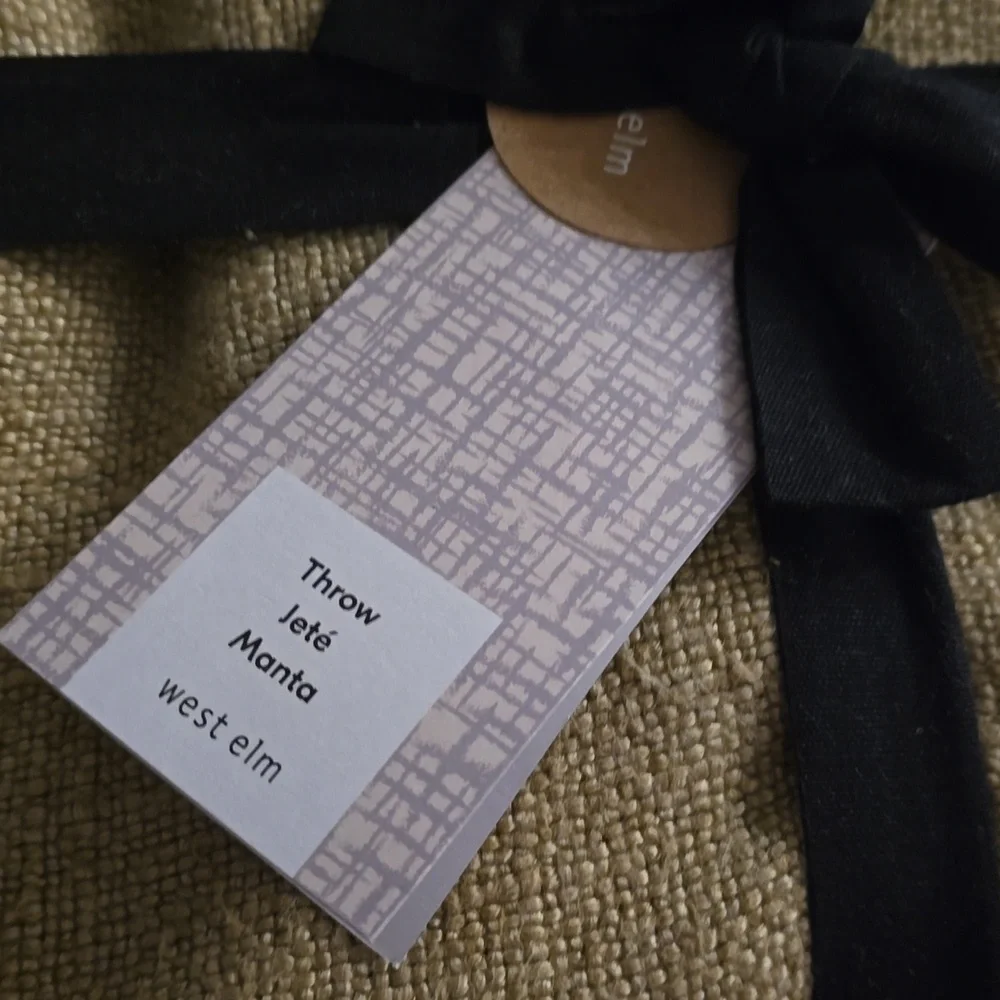 ❤️BUY 2 GET 1 FREE West Elm Luxurious Tan Bedding Viscose Linen Throw, Natural